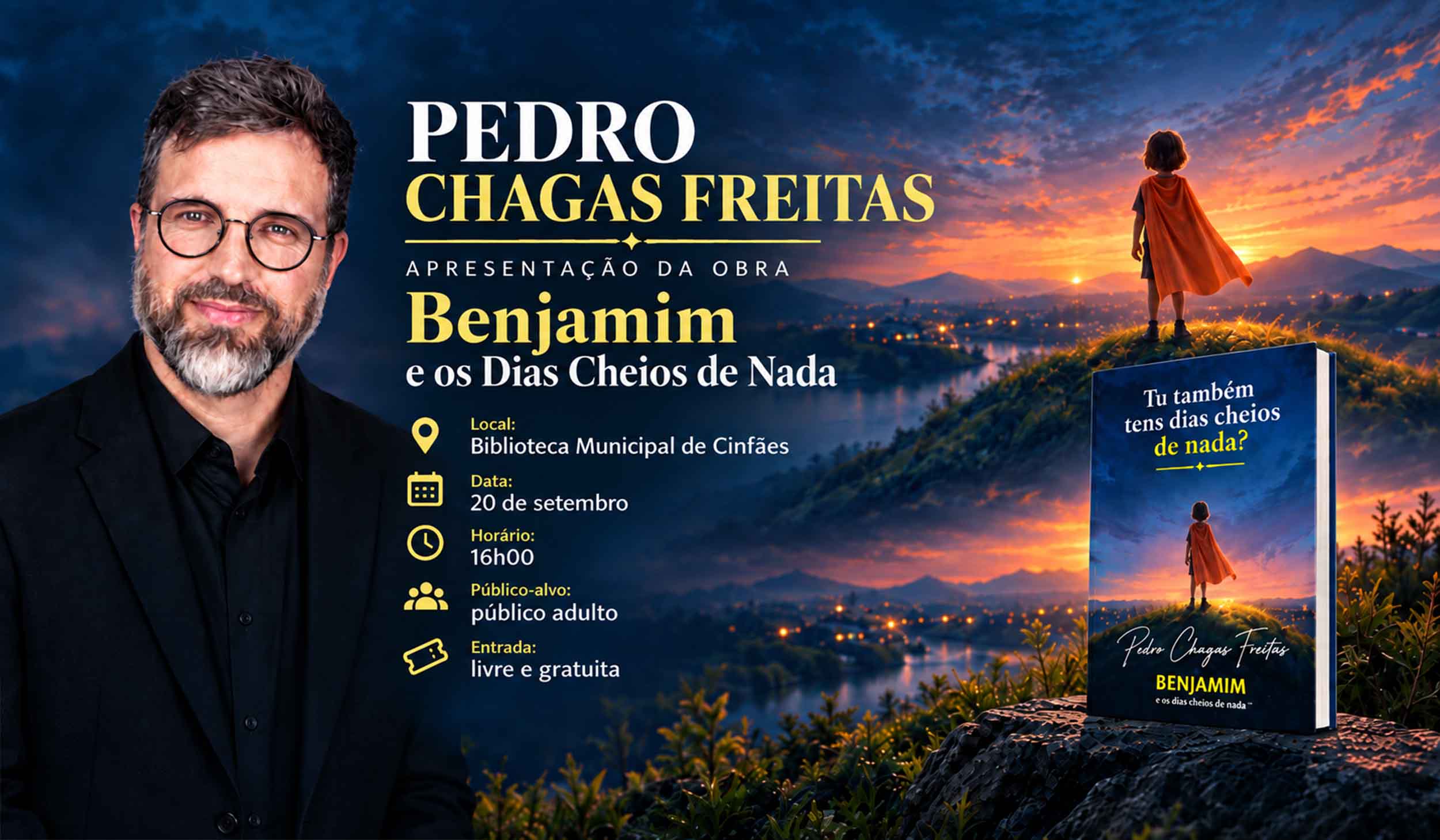 Biblioteca Municipal de Cinfães celebra 13.º aniversário com apresentação de livro de Pedro Chagas Freitas