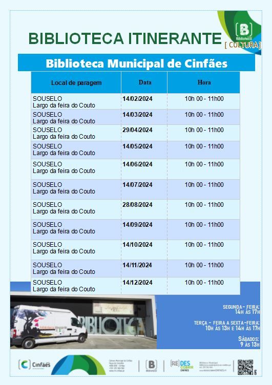 Biblioteca Itinerante  presente nas feiras quinzenais do Couto